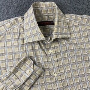 Etro Milano Dress Shirt Mens 41 Geometric Button Up Woven‎ Cotton Made in Italy
